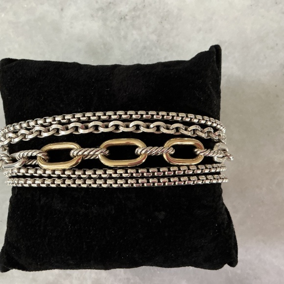 David Yurman multi row bracelet Silver/18K gold,  NWOT - Picture 4 of 10